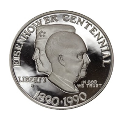 1990 Eisenhower Centennial Silver Proof USA $1 (Capsule)